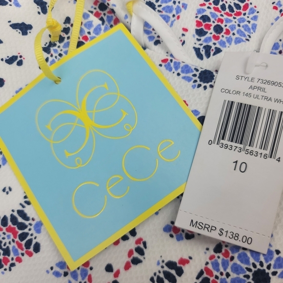 **NWT**‎ CeCe "APRIL" Cutout Fit and Flair Ultra White Dress - Picture 10 of 12